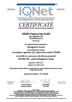 ISO 9001:2015 IQNet and SQS Certificate (English)
