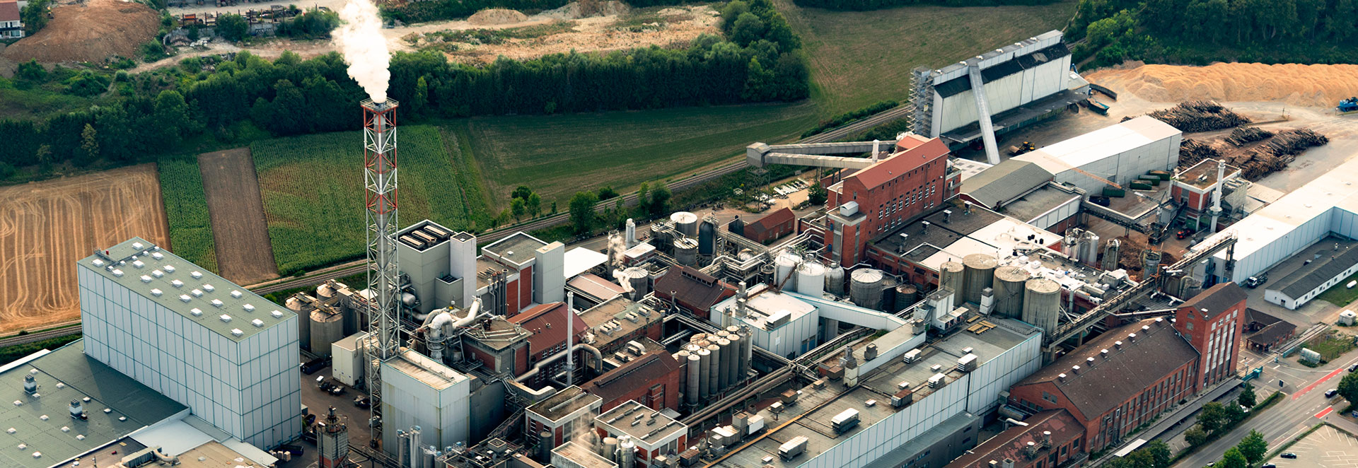 Luftbild der Papierfabrik Sappi Ehingen