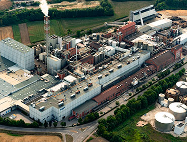 Luftbild der Papierfabrik Sappi Ehingen